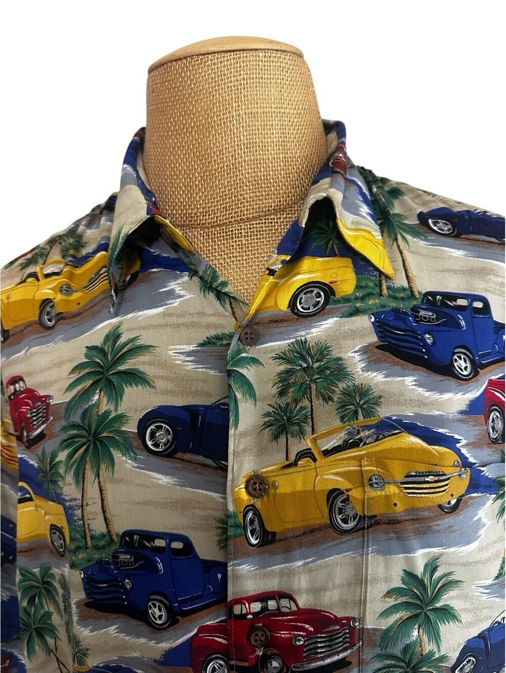 Vintage Reyn Spooner Hawaiian Shirt XL American Classics Cars Trucks Chevrolet